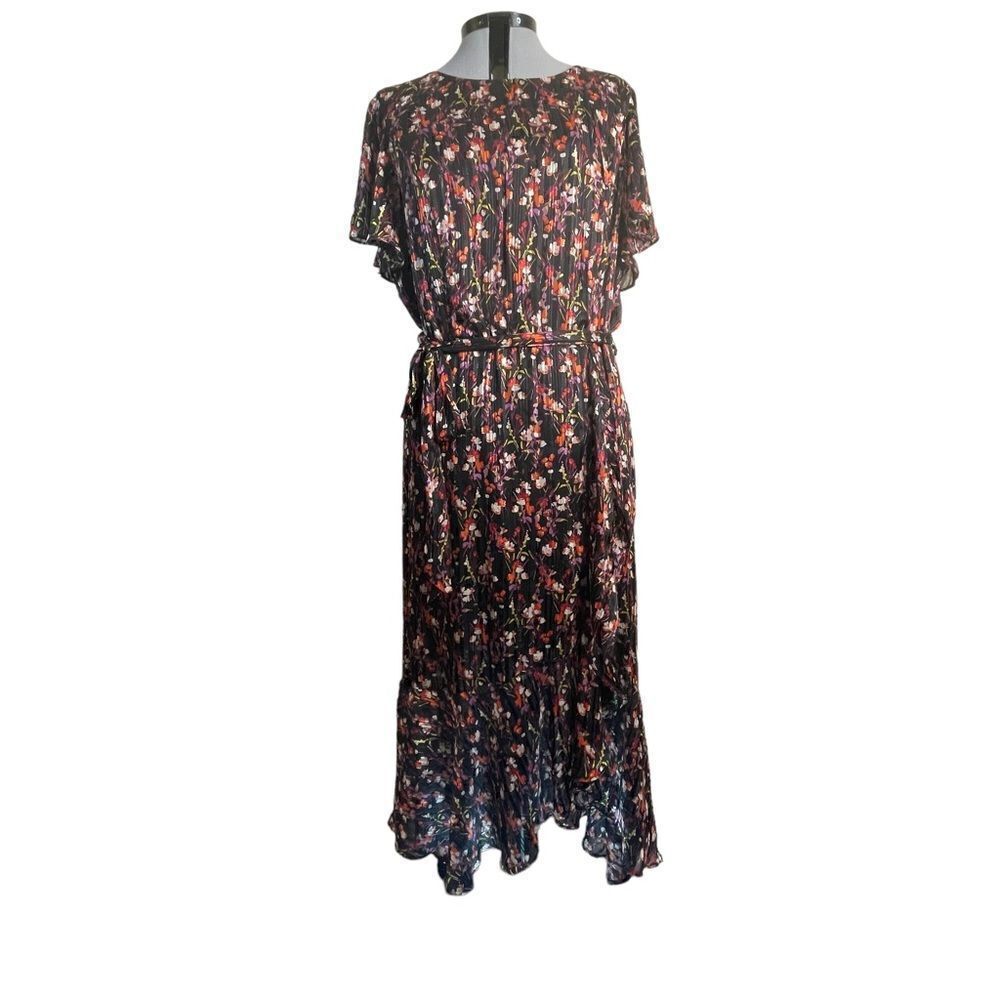 Lane Bryant Metallic Black Floral Print Dress